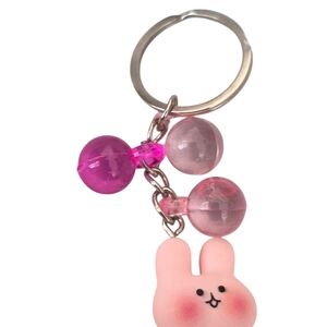 Cute Pink Bunny Keychain Adorable Steel Lasting Keyring Kawaii